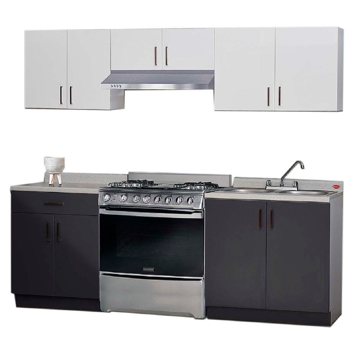 COCINA INTEGRAL CORAL 2.40M BLANCO CON GRIS 5 PIEZAS&nbsp;