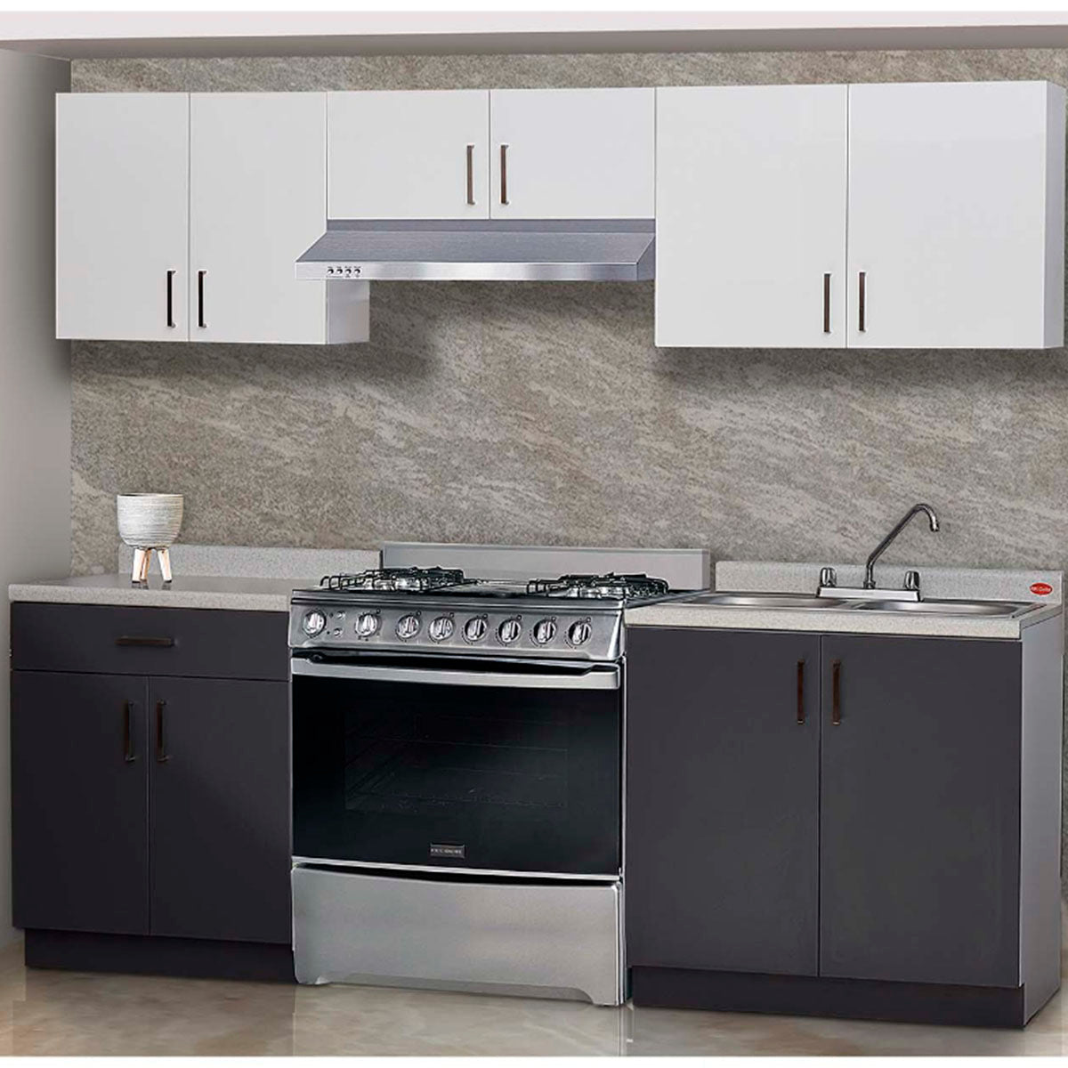 COCINA INTEGRAL CORAL 2.40M BLANCO CON GRIS 5 PIEZAS&nbsp;