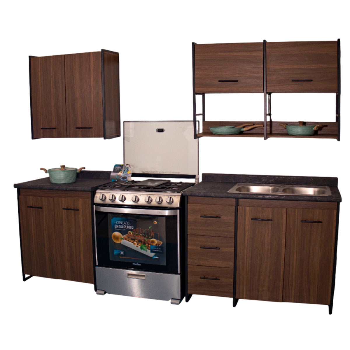 Cocina Integral Corey Nogal 4 Piezas