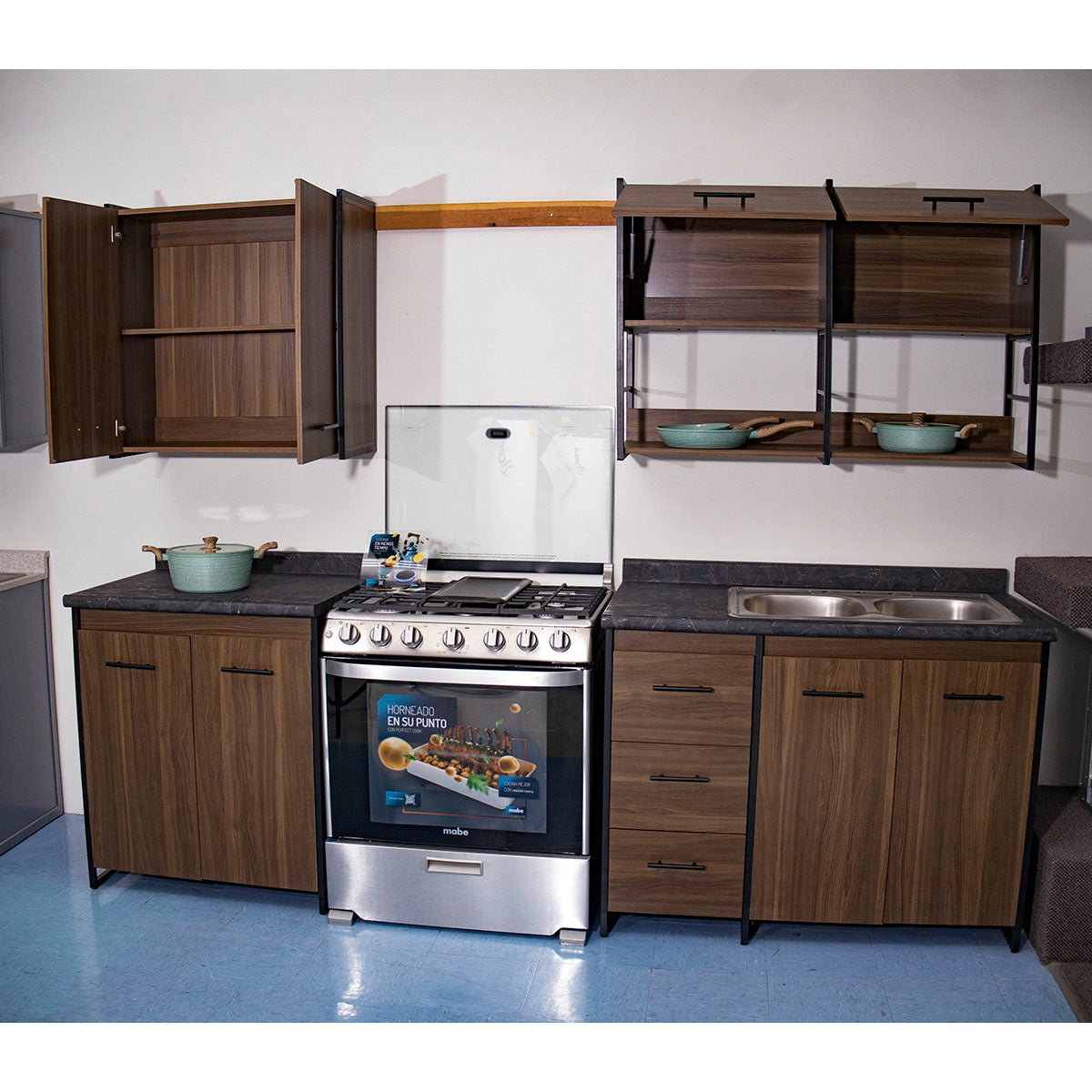 Cocina Integral Corey Nogal 4 Piezas