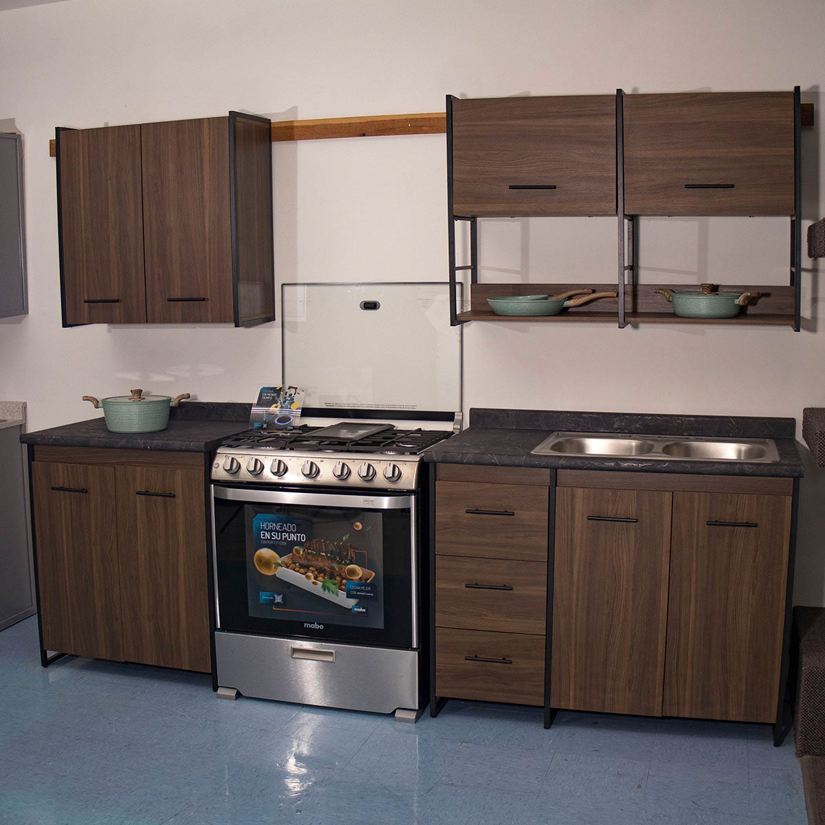 Cocina Integral Corey Nogal 4 Piezas