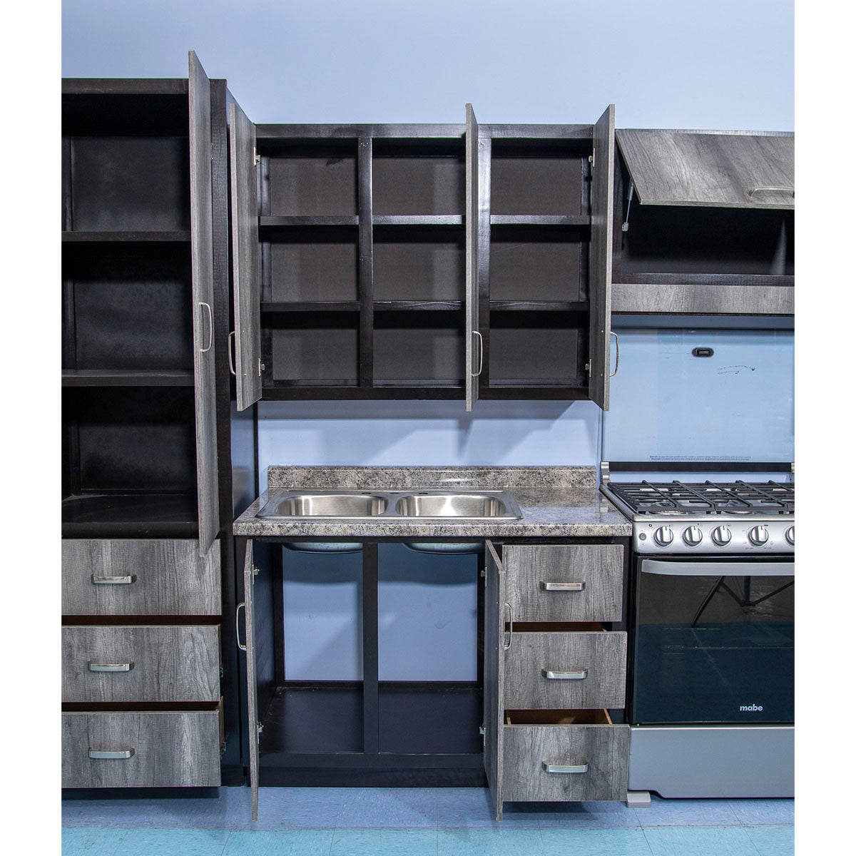 COCINA INTEGRAL TURQUIA GRIS 2.40M 5 PIEZAS