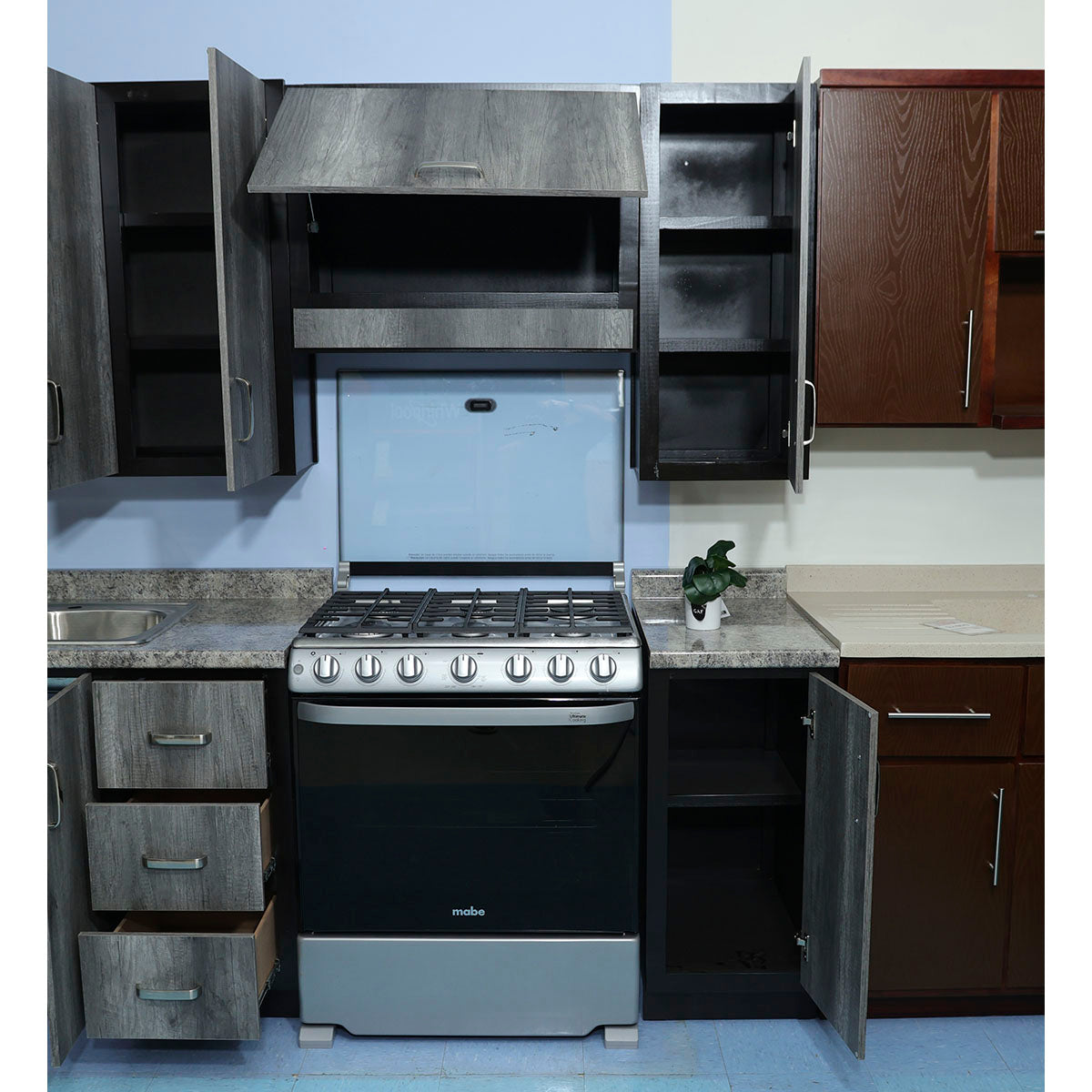 COCINA INTEGRAL TURQUIA GRIS 2.40M 5 PIEZAS