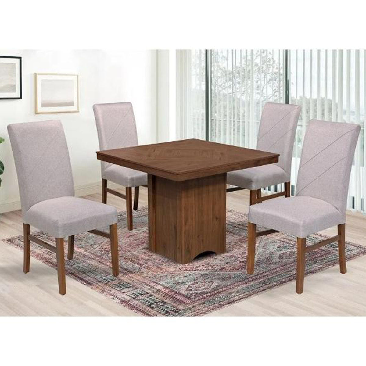 COMEDOR 4 SILLAS FOSTER CAOBA