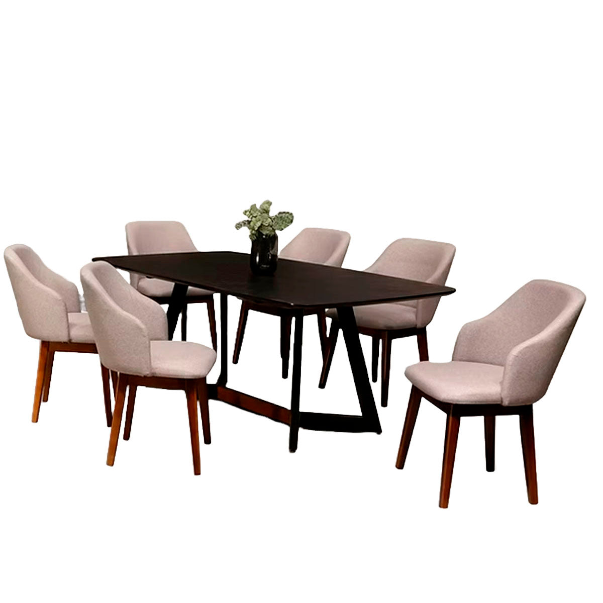 COMEDOR 6 SILLAS ARUMA NEGRO