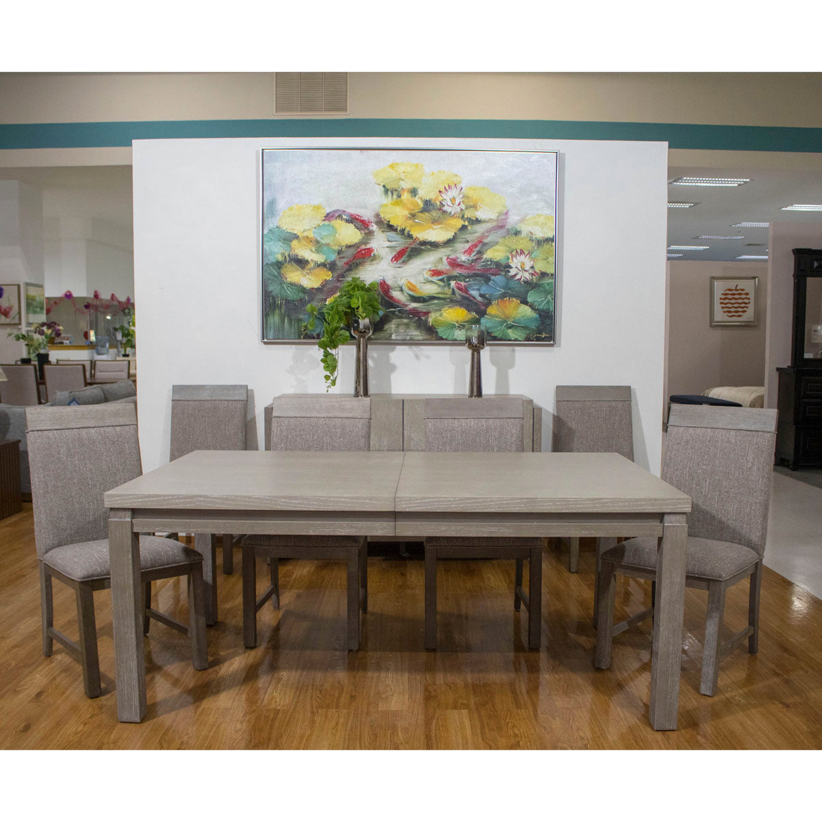 COMEDOR 6 SILLAS GRISTAL GRIS PIEDRA