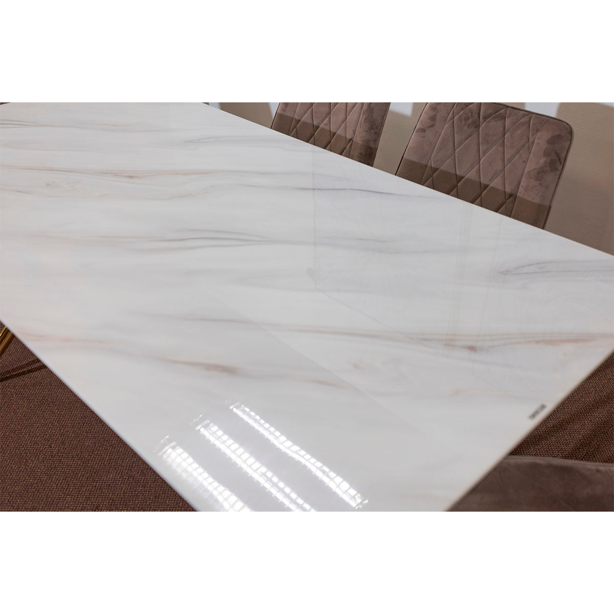 Comedor 6 Sillas Lifestyle Gold & White Tipo Marmol