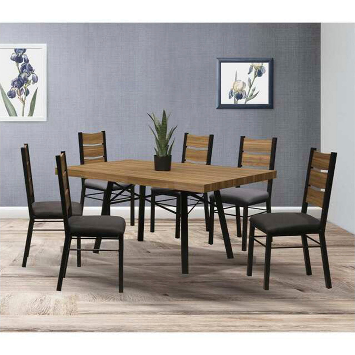 COMEDOR 6 SILLAS JARED MAGIC CHARCOAL