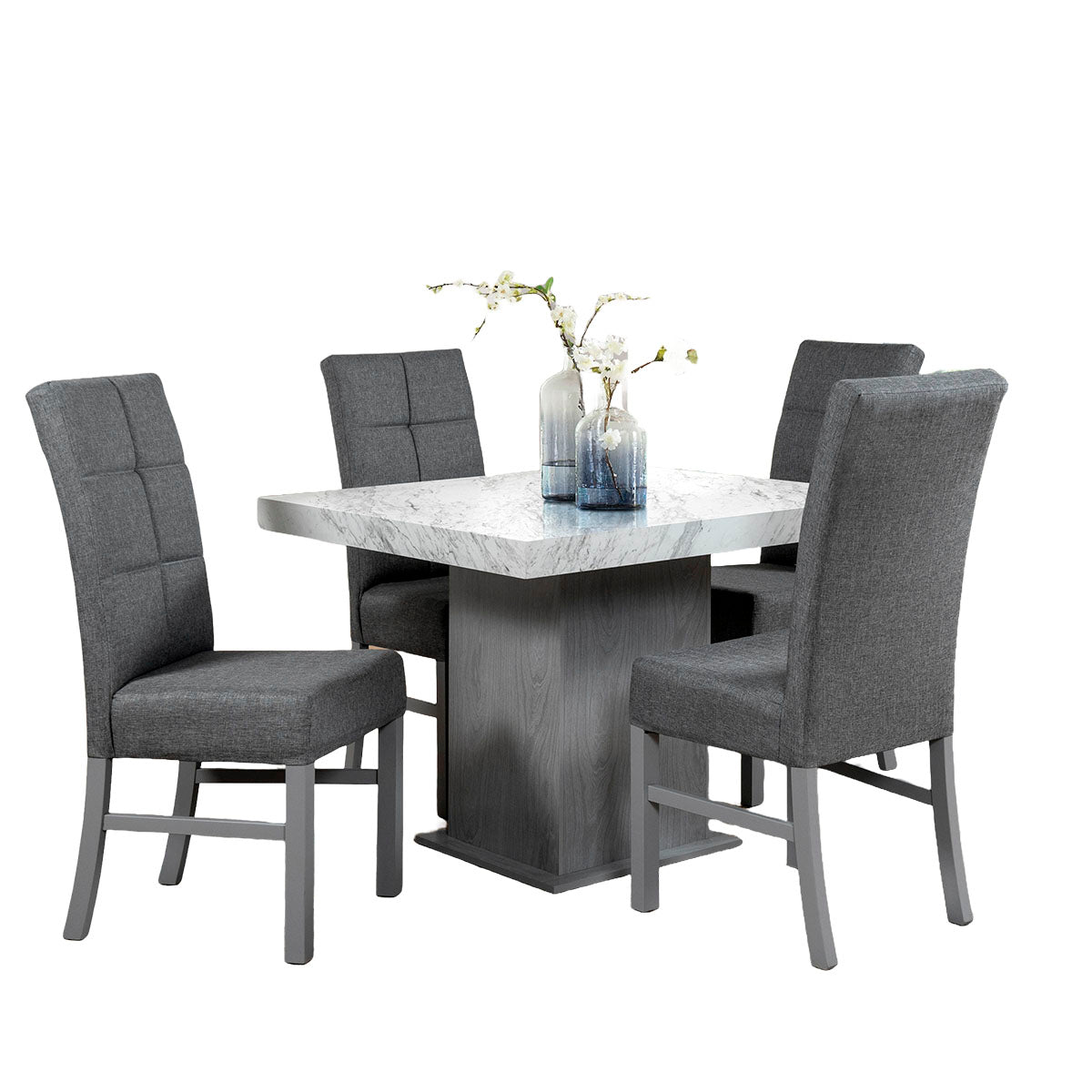 COMEDOR 4 SILLAS RENO GRIS