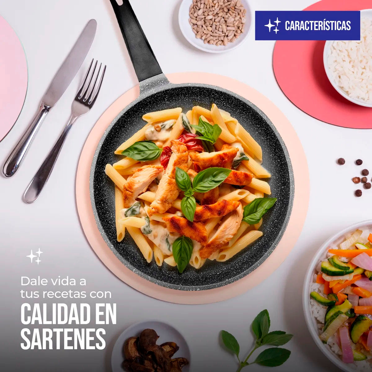 Juego de Sartenes Pastello Azul 3 Piezas