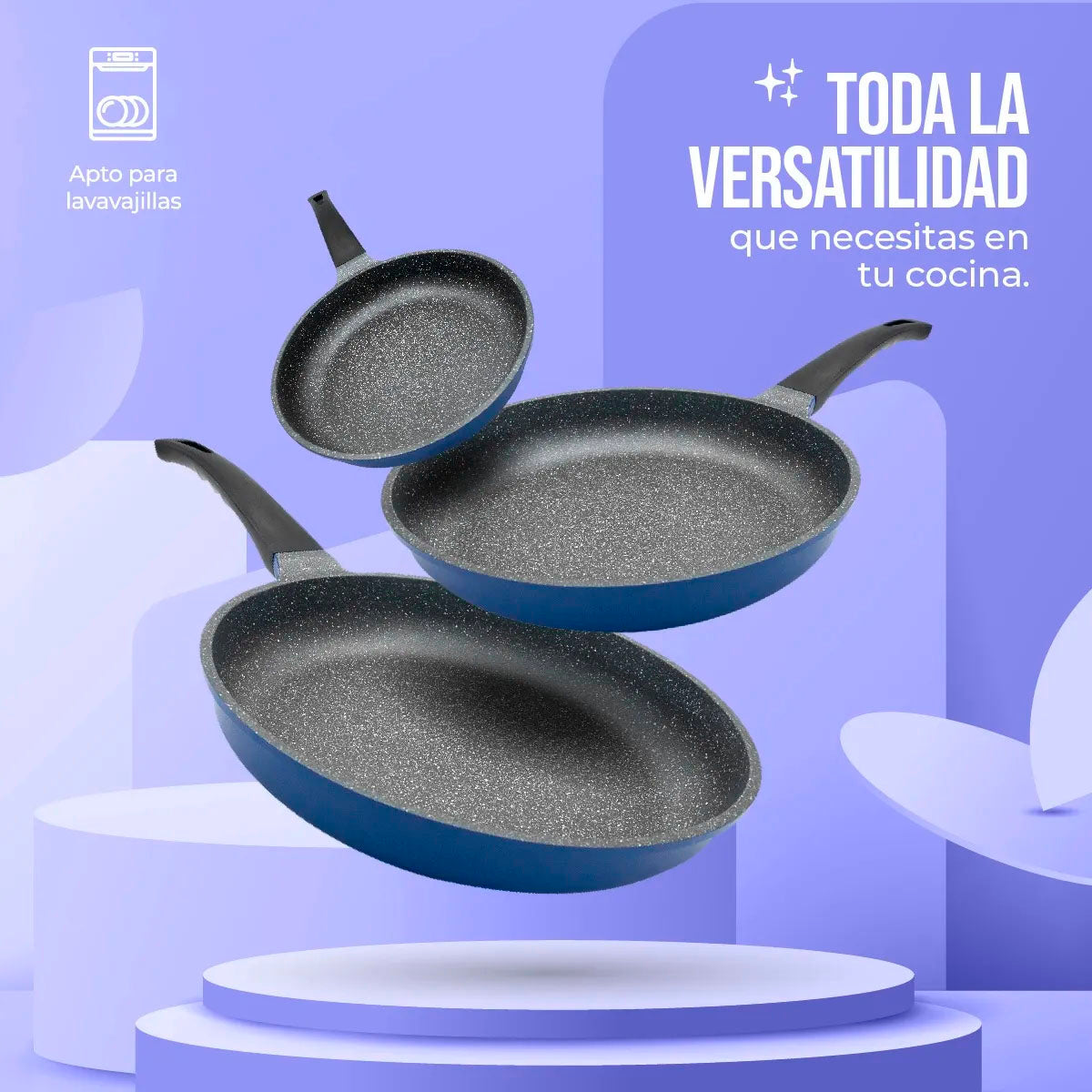 Juego de Sartenes Pastello Azul 3 Piezas