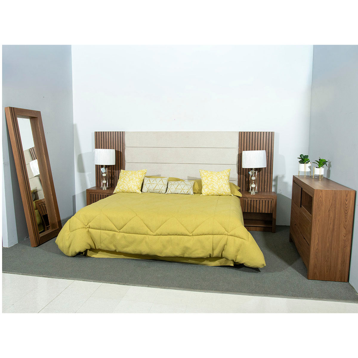 Recamara King Size Lambrin Beige 7 Piezas