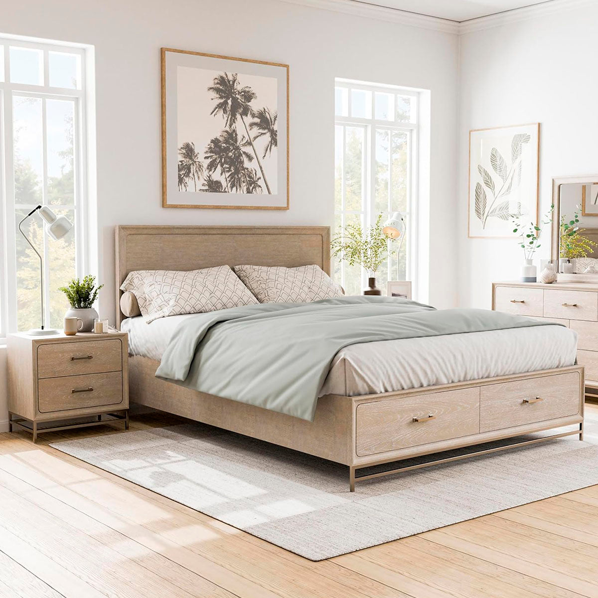 Recamara King Size Sandnes Roble Claro 5 Piezas