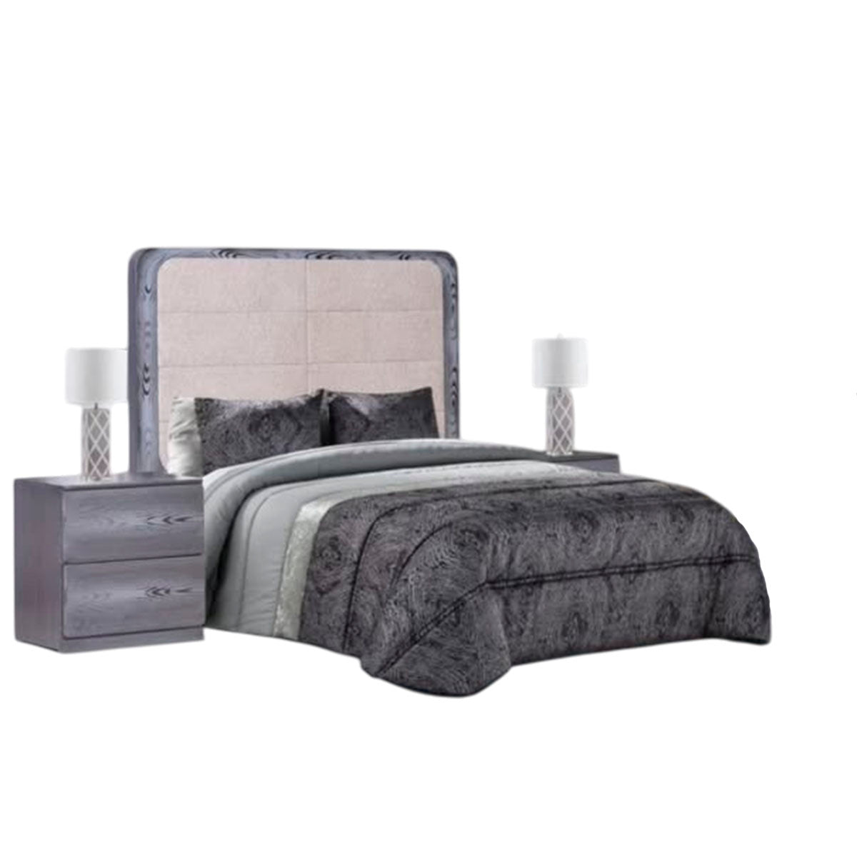 RECAMARA QUEEN SIZE GRIS LAIKA 3 PIEZAS