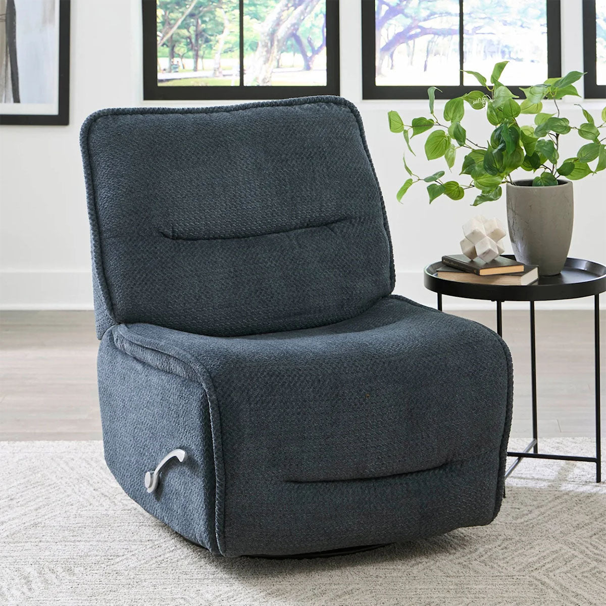 SILLON RECLINABLE LUCIE GIRATORIO CON MECEDORA AZUL MIDNIGHT INDIVIDUAL