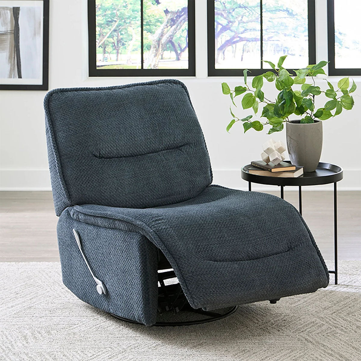 SILLON RECLINABLE LUCIE GIRATORIO CON MECEDORA AZUL MIDNIGHT INDIVIDUAL