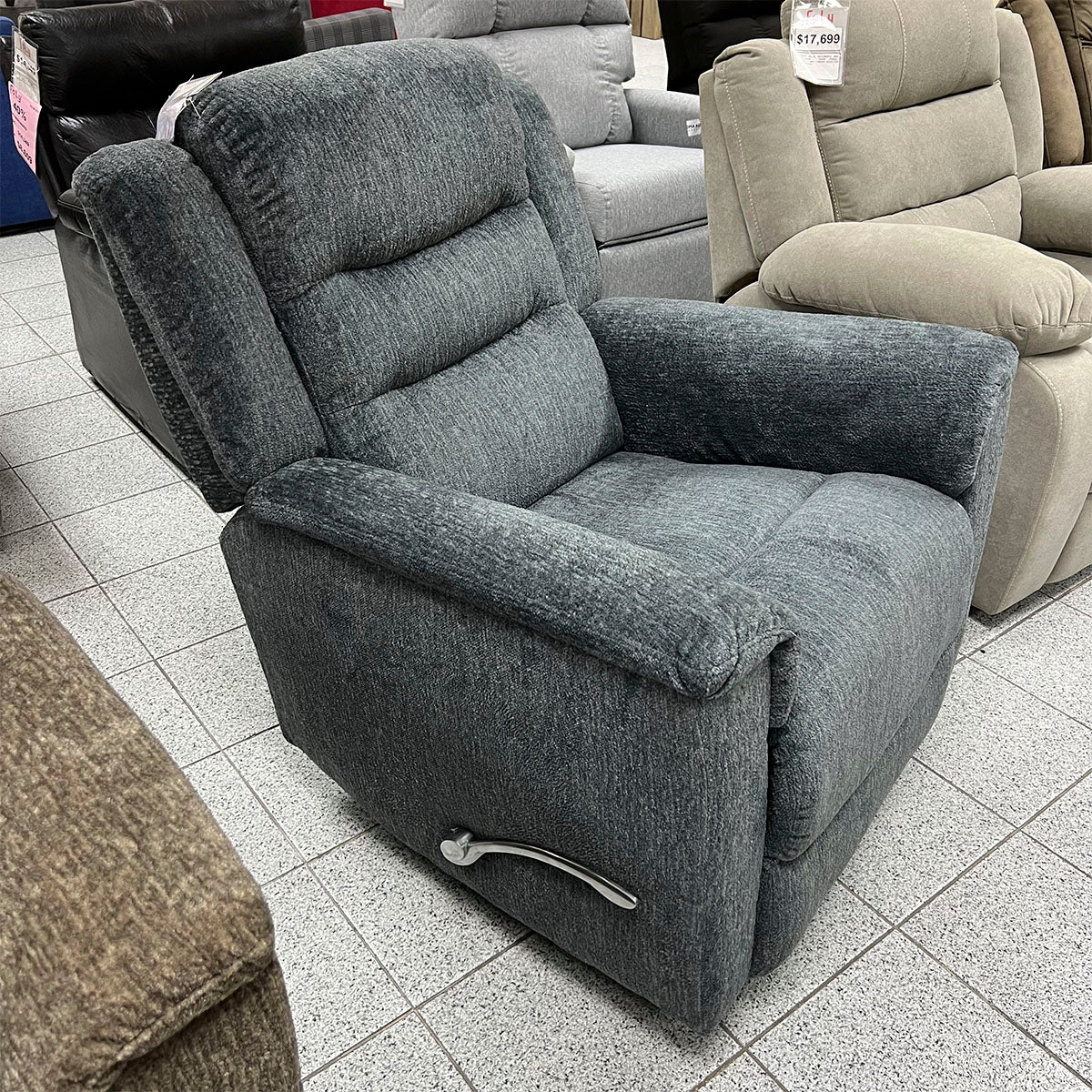 Sillon Reclinable Calgary Gris Giratorio con Mecedora Individual