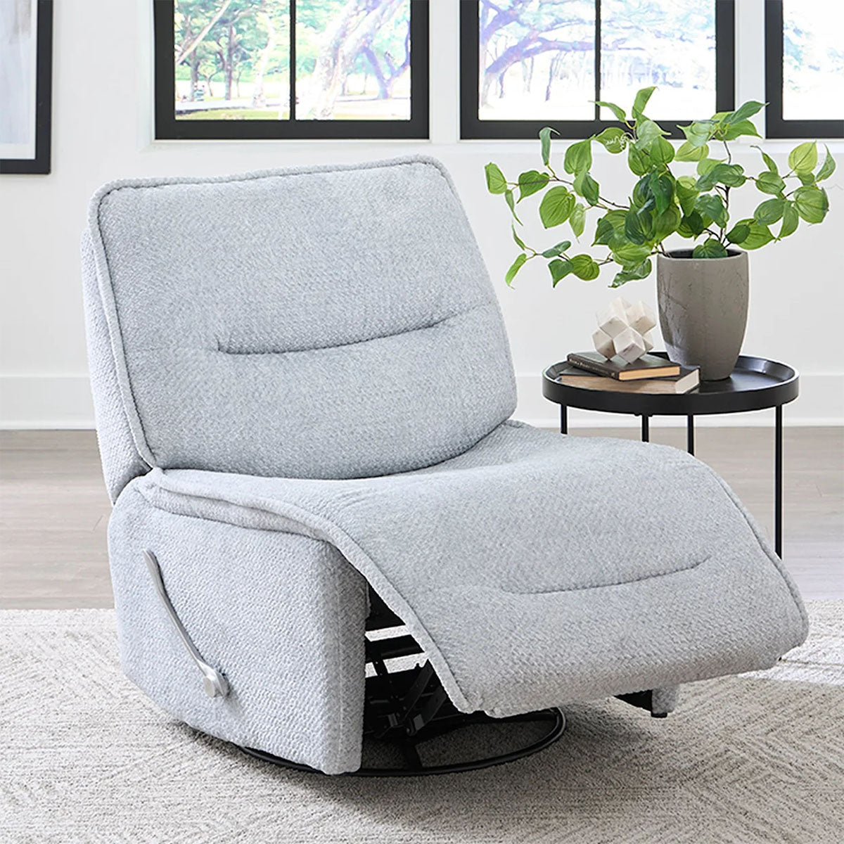 SILLON RECLINABLE GRIS CLARO LUCIE GIRATORIO CON MECEDORA INDIVIDUAL