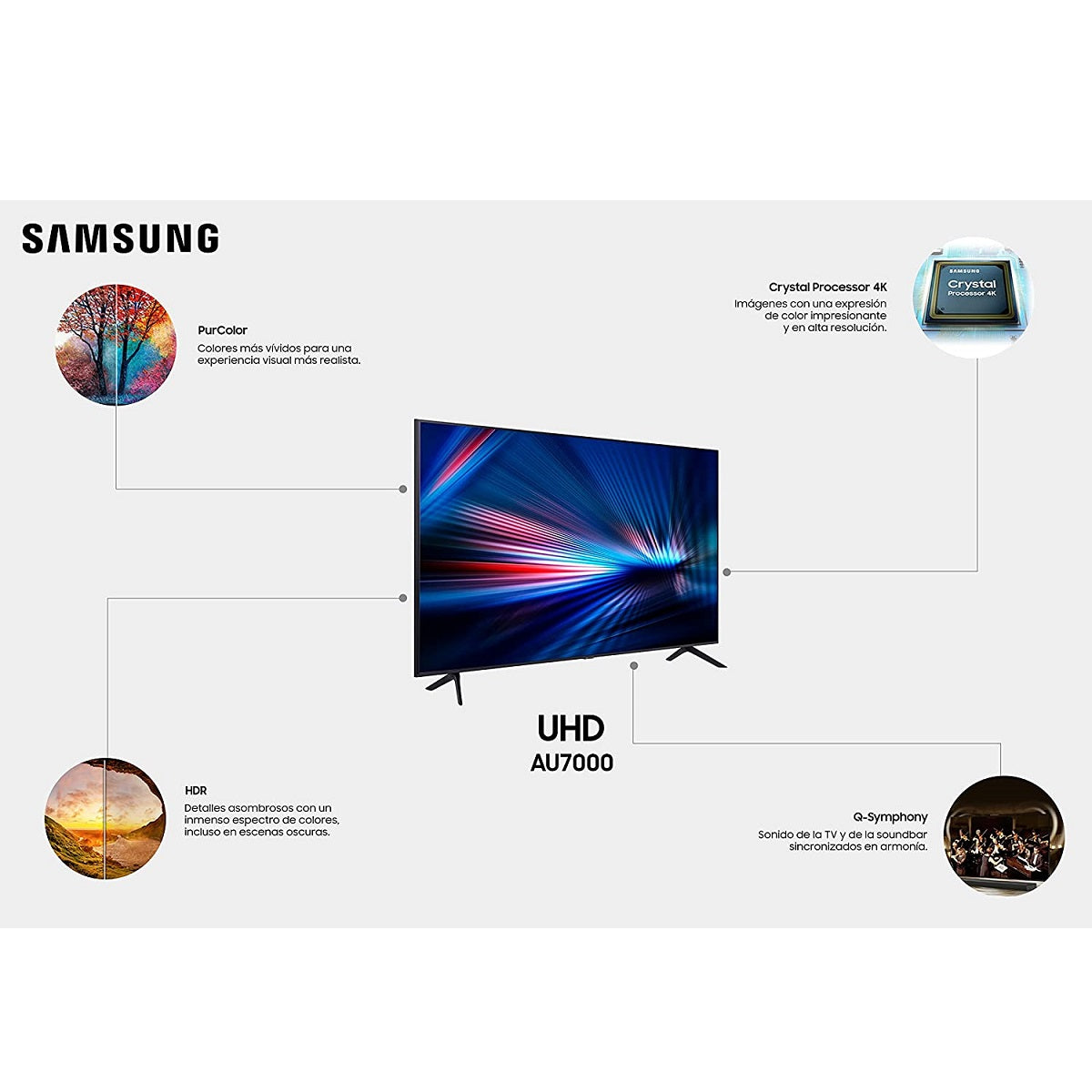 Pantalla LED SAMSUNG 50" 4K Smart TV UN50AU7000FXZX