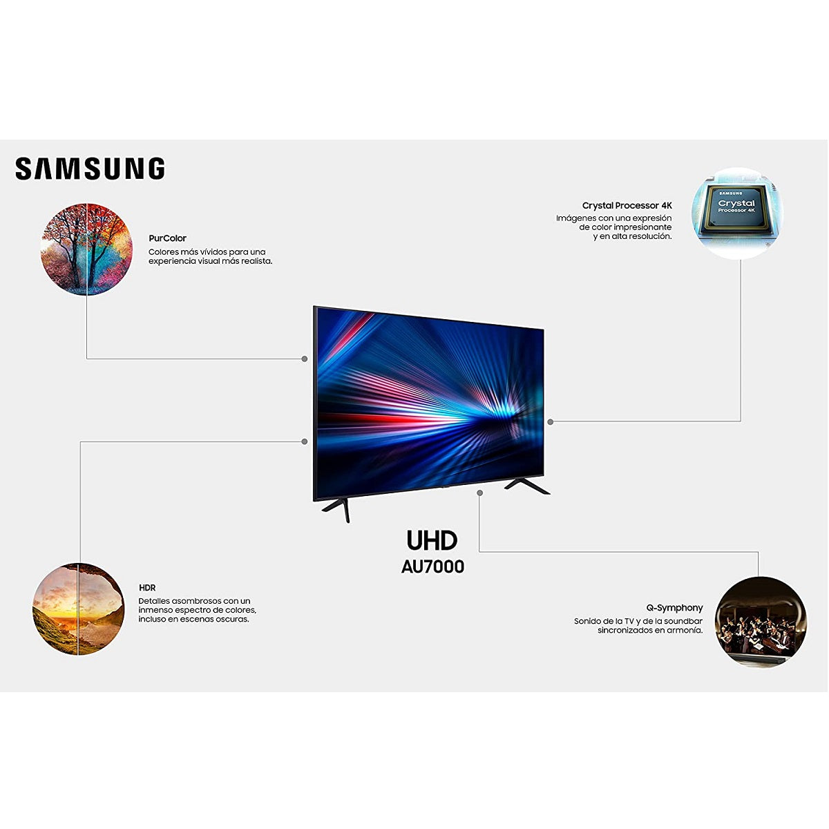 Pantalla LED SAMSUNG 43" 4K Smart TV UN43AU7000FXZX